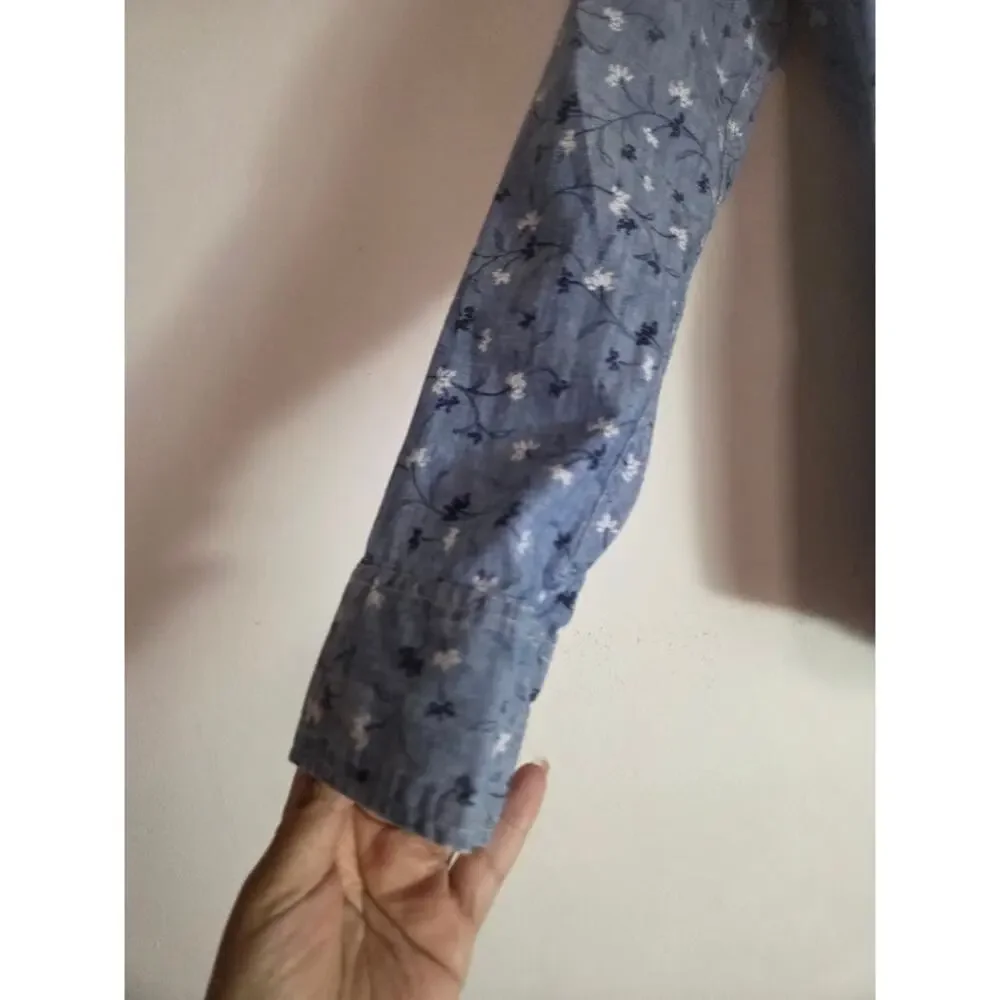 J,Crew Men Blue Denim Floral Print 